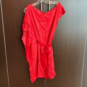 Asymmetrical Tara Jarmon Red Silk Dress
